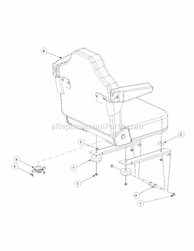 Seat Assembly Diagram and Parts List for M60-KW 53AB5DBX150-23-HP Cub Cadet Lawn Tractor